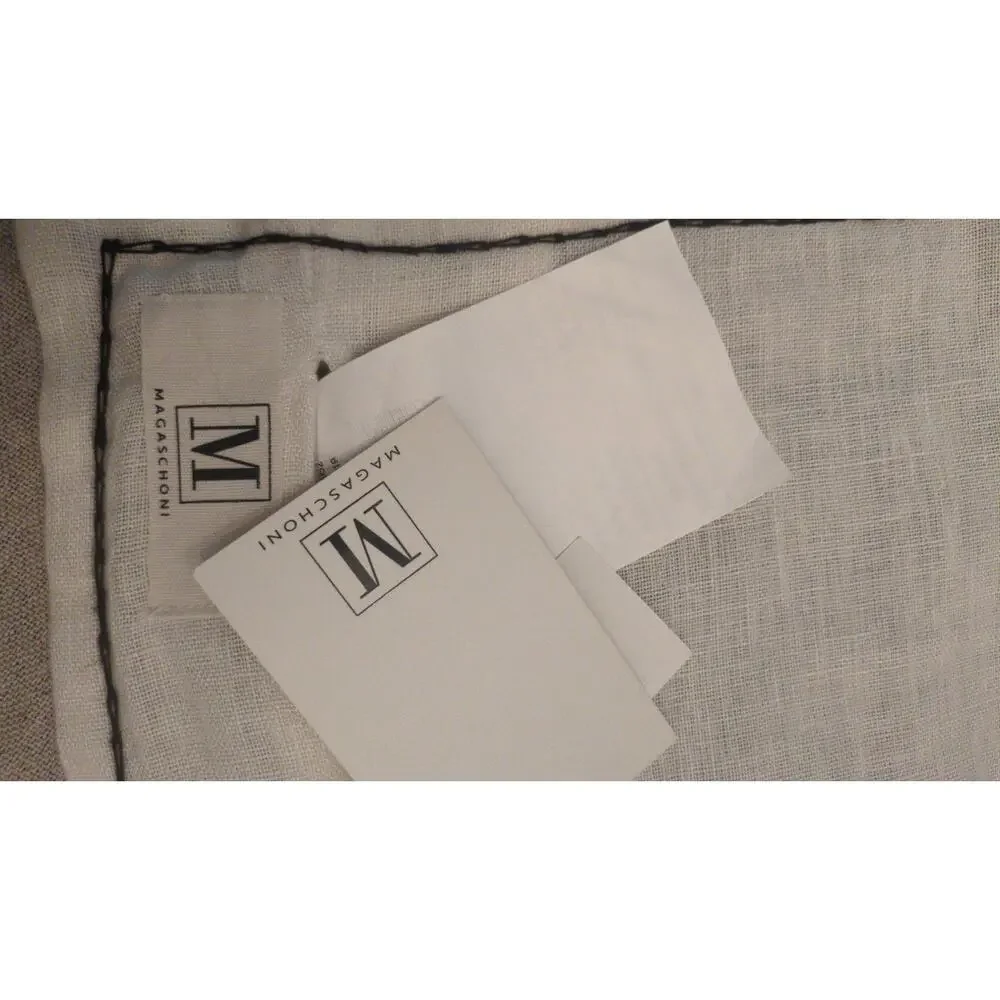 Set of 2 Magaschoni Linen Pillow Shams, Black & White Pattern, 16x16 NWT